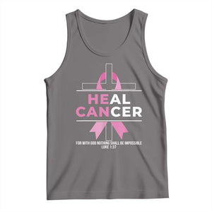 Male Breast Cancer Tank Top He Can Heal Cancer Christian Pink Ribbon TS11 Deep Heather Print Your Wear