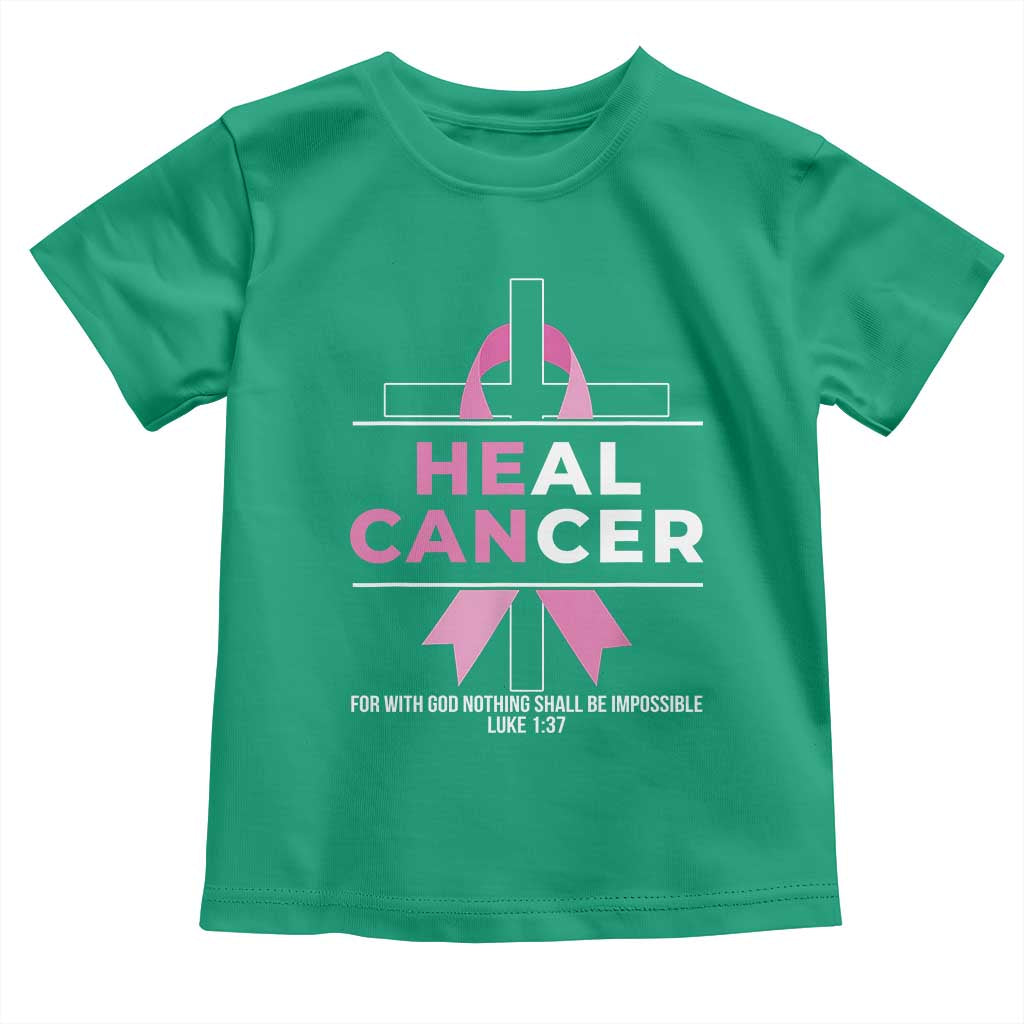 Male Breast Cancer Toddler T Shirt He Can Heal Cancer Christian Pink Ribbon TS11 Irish Green Print Your Wear