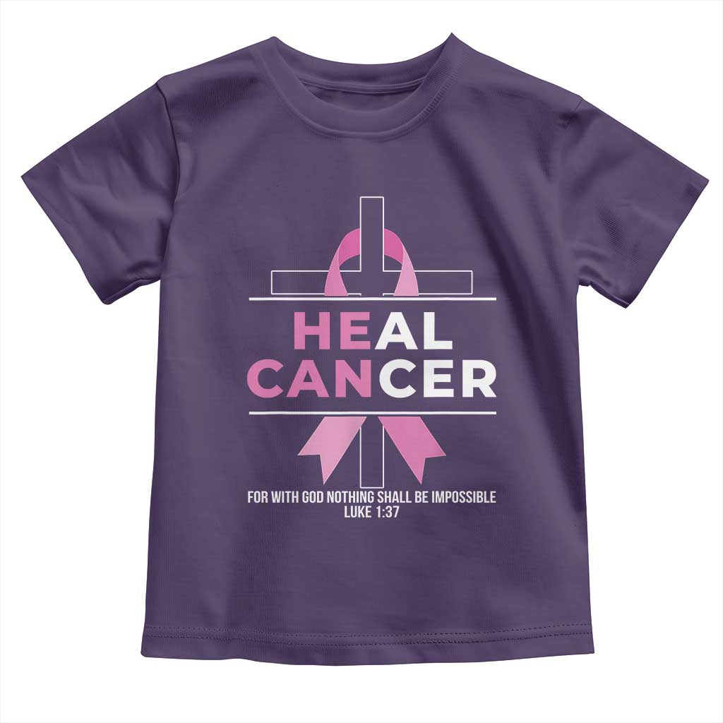 Male Breast Cancer Toddler T Shirt He Can Heal Cancer Christian Pink Ribbon TS11 Purple Print Your Wear