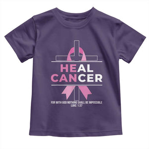 Male Breast Cancer Toddler T Shirt He Can Heal Cancer Christian Pink Ribbon TS11 Purple Print Your Wear