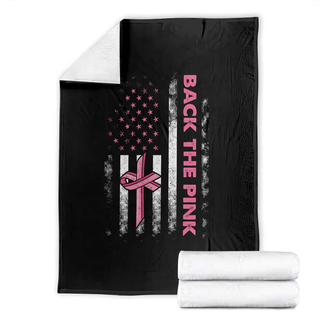 Breast Cancer Awareness Throw Blanket Back The Pink Warrior American Flag TS11 Black Print Your Wear