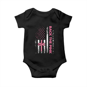 Breast Cancer Awareness Baby Onesie Back The Pink Warrior American Flag TS11 Black Print Your Wear
