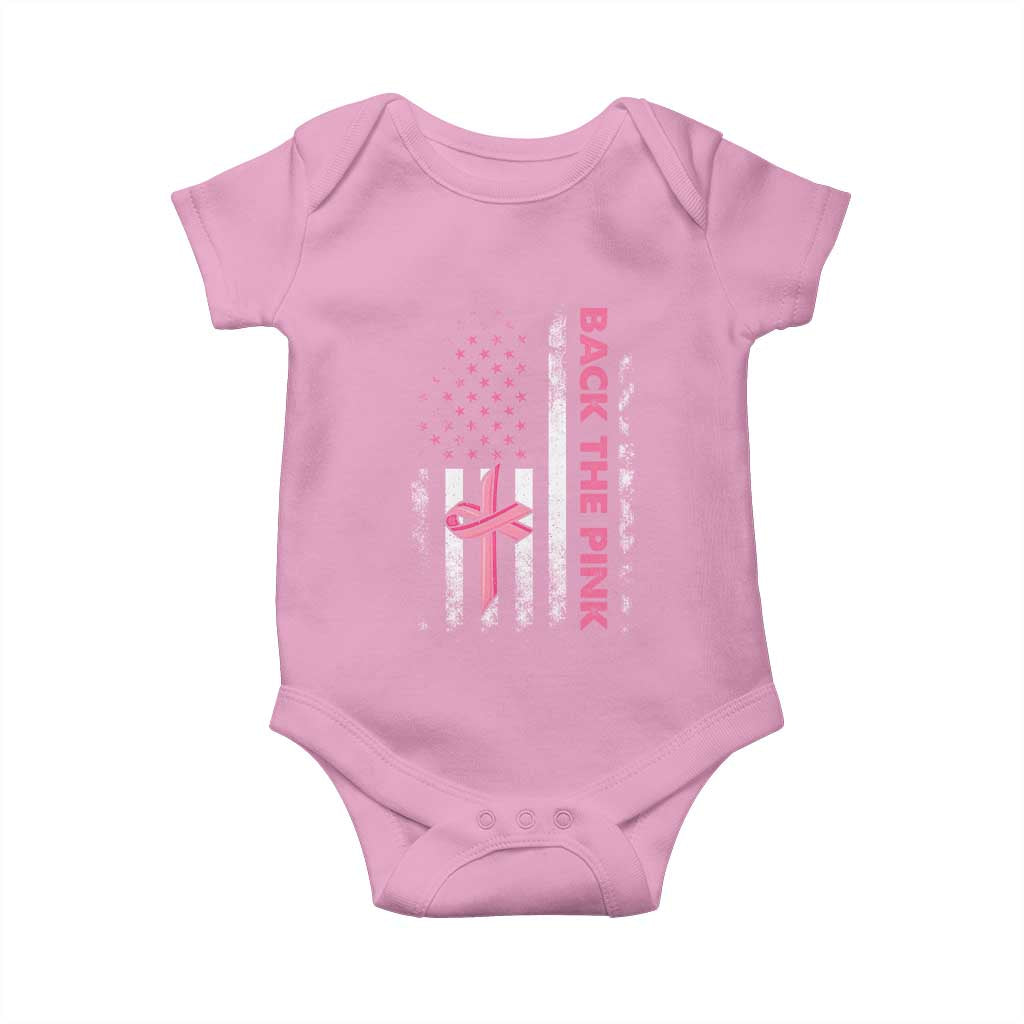 Breast Cancer Awareness Baby Onesie Back The Pink Warrior American Flag TS11 Light Pink Print Your Wear