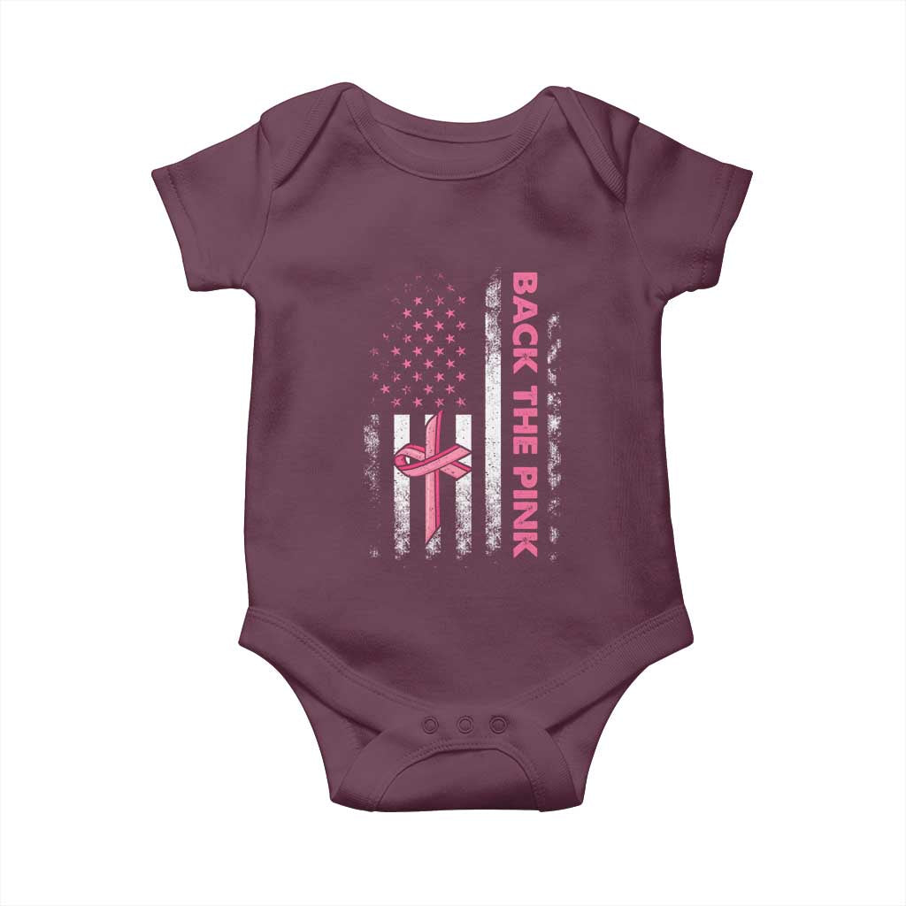 Breast Cancer Awareness Baby Onesie Back The Pink Warrior American Flag TS11 Maroon Print Your Wear