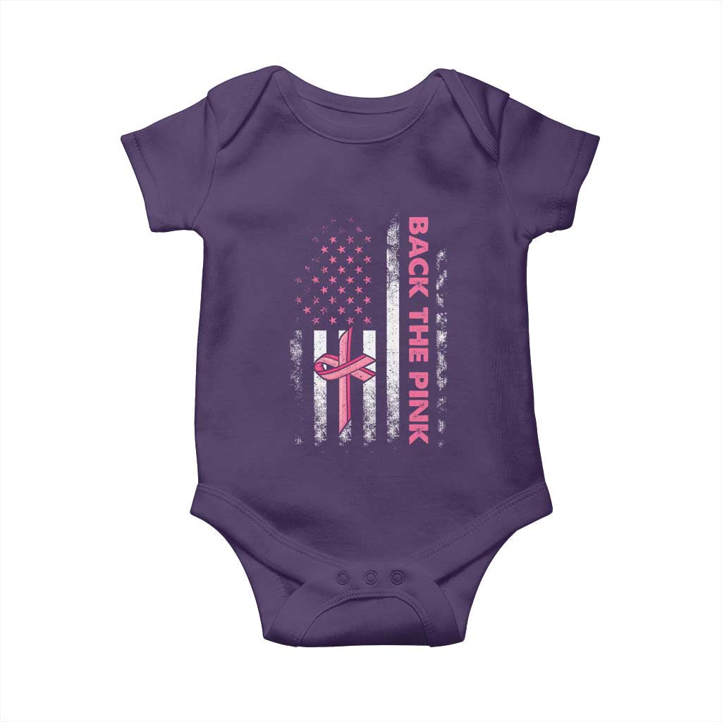 Breast Cancer Awareness Baby Onesie Back The Pink Warrior American Flag TS11 Purple Print Your Wear