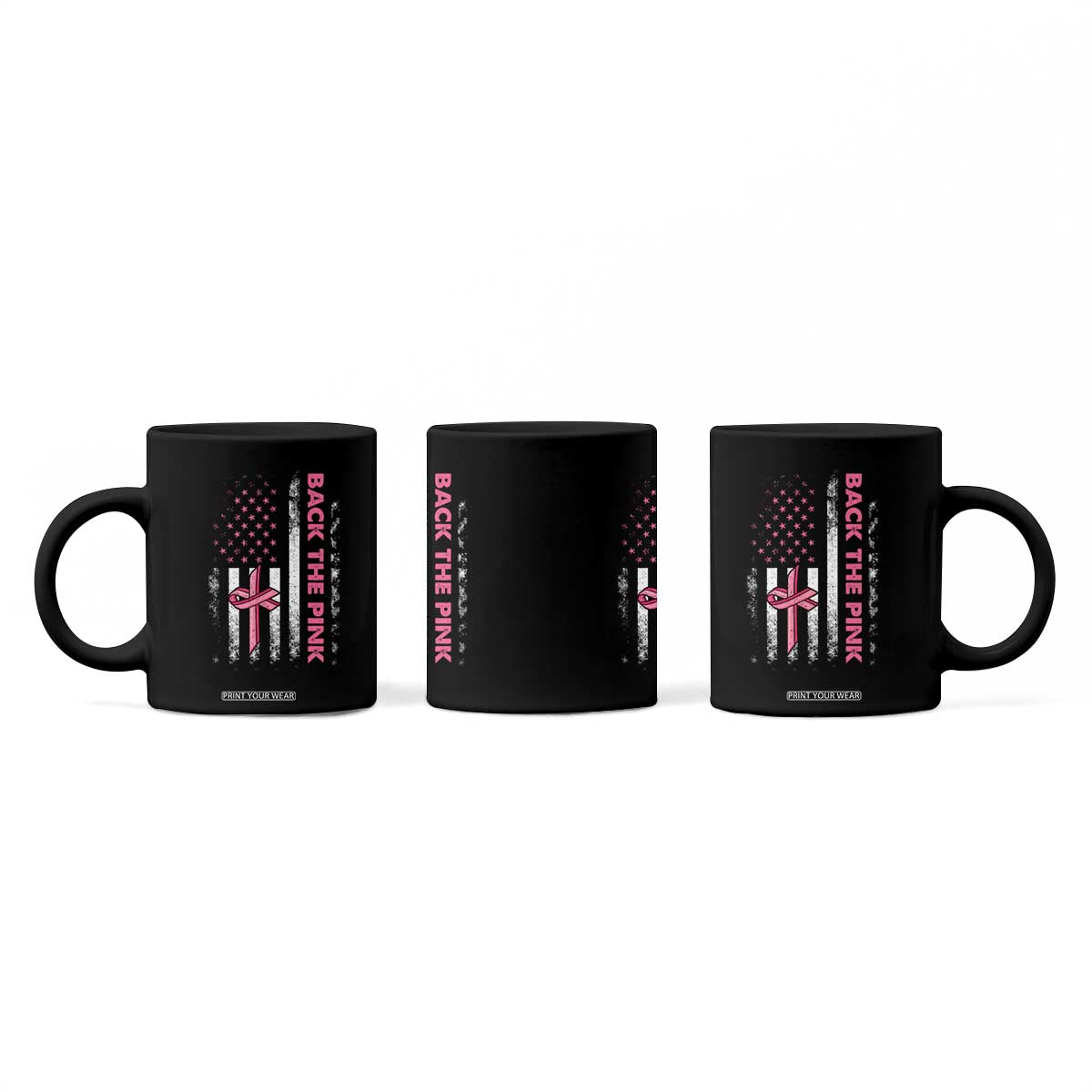 Breast Cancer Awareness Coffee Mug Back The Pink Warrior American Flag TS11 Print Your Wear