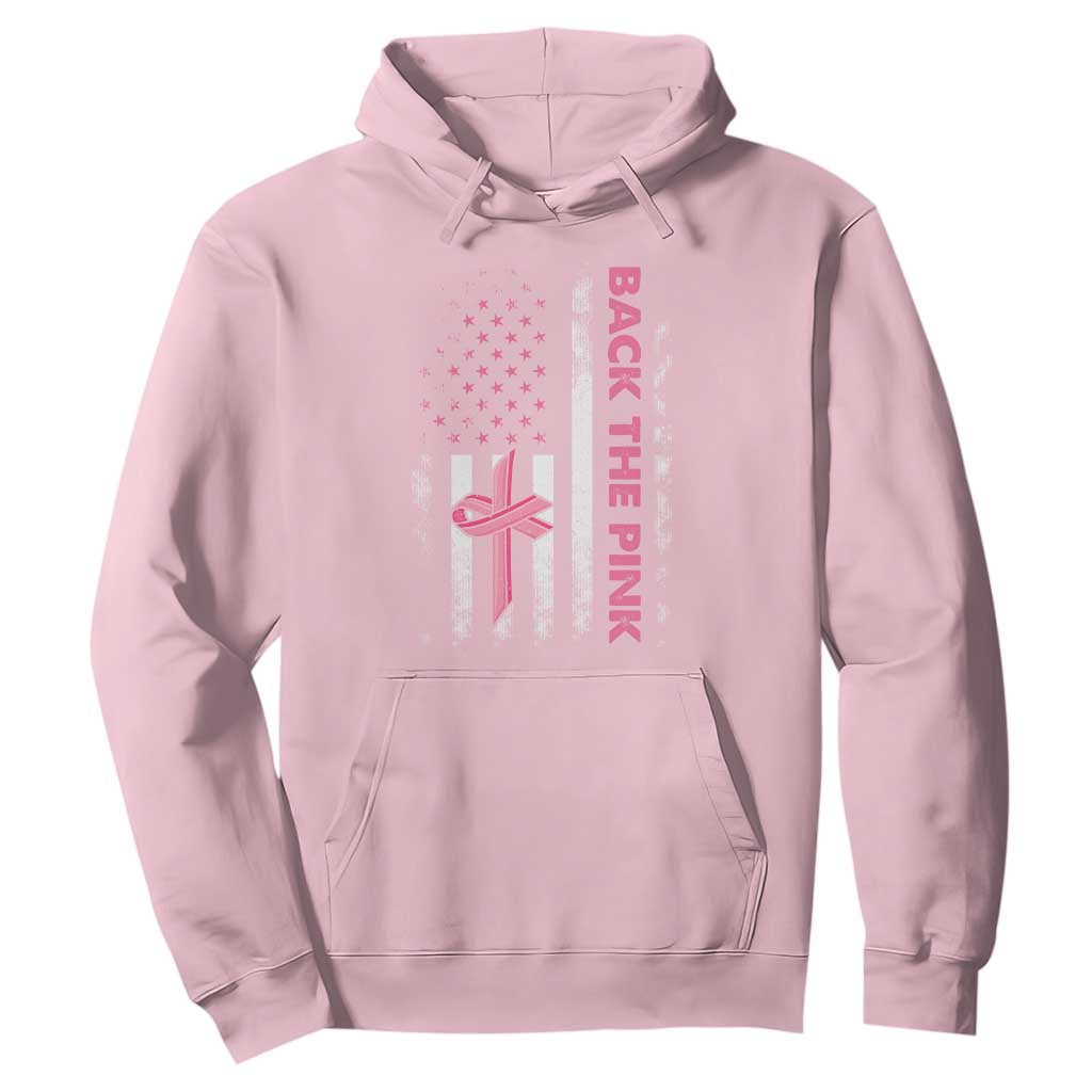 Breast Cancer Awareness Hoodie Back The Pink Warrior American Flag TS11 Light Pink Print Your Wear