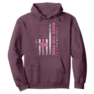 Breast Cancer Awareness Hoodie Back The Pink Warrior American Flag TS11 Maroon Print Your Wear