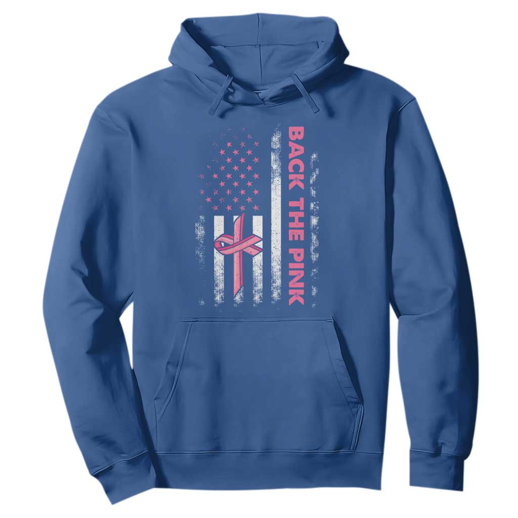 Breast Cancer Awareness Hoodie Back The Pink Warrior American Flag TS11 Royal Blue Print Your Wear