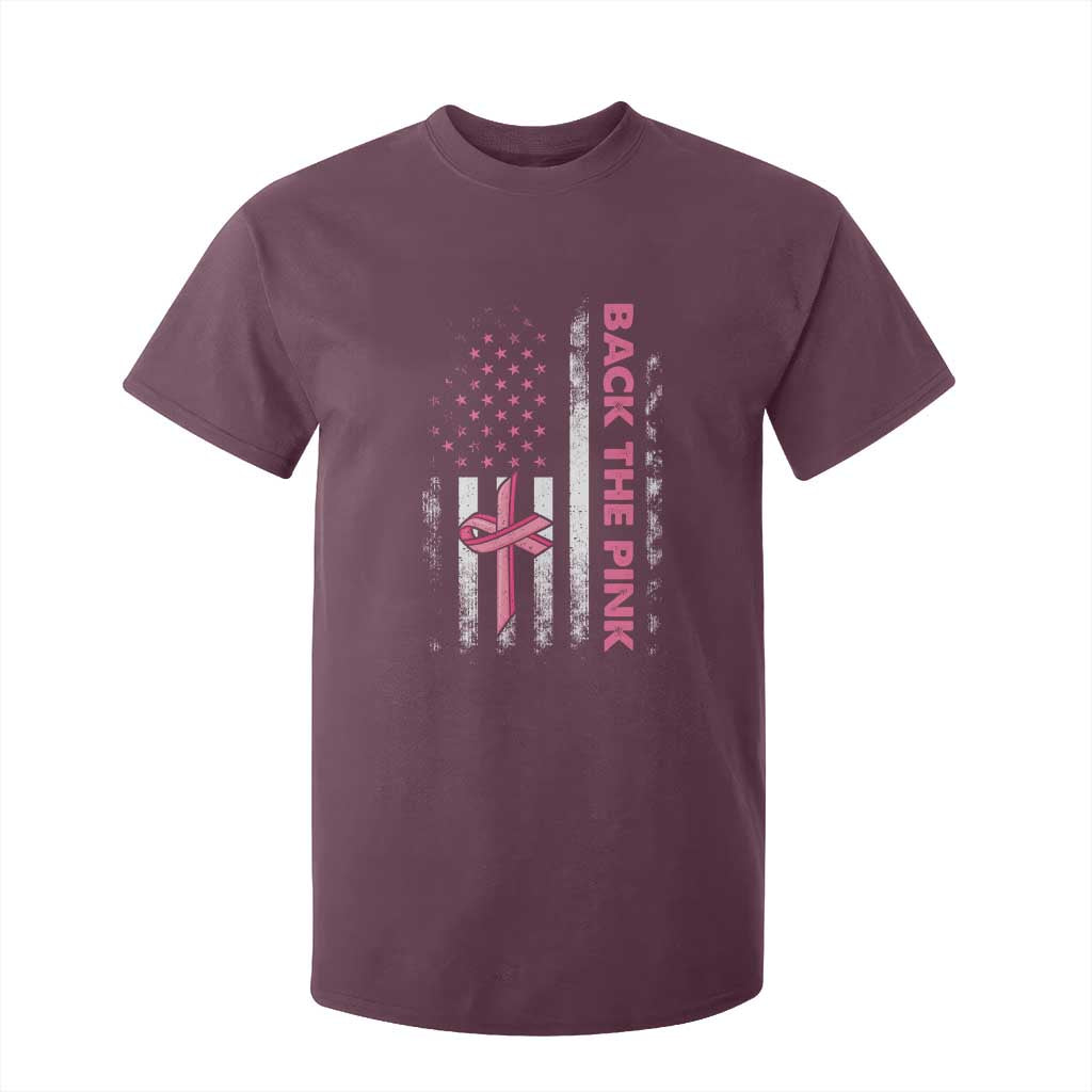 Breast Cancer Awareness T Shirt For Kid Back The Pink Warrior American Flag TS11 Maroon Print Your Wear