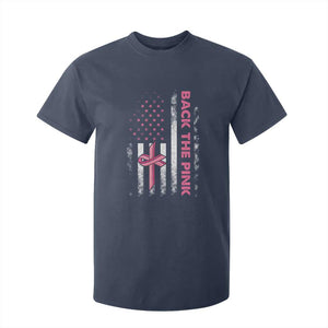Breast Cancer Awareness T Shirt For Kid Back The Pink Warrior American Flag TS11 Navy Print Your Wear