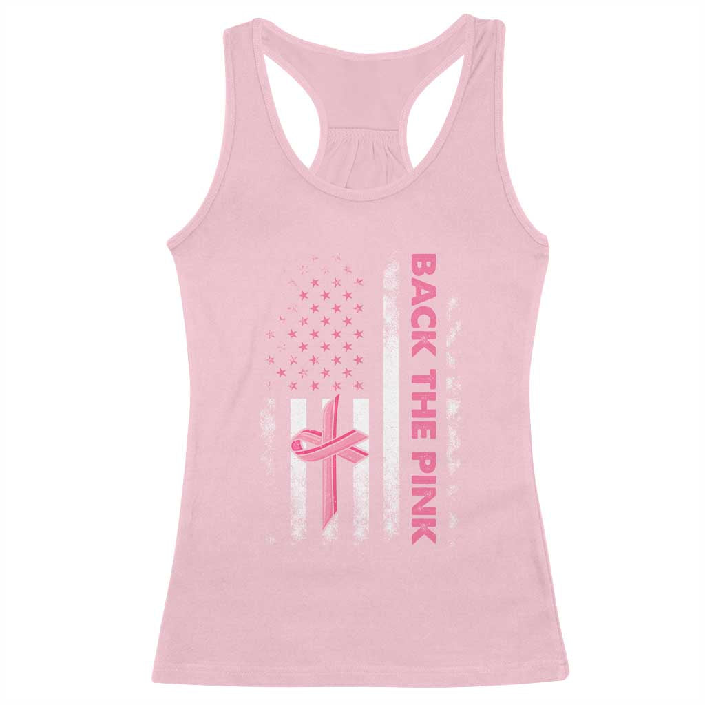 Breast Cancer Awareness Racerback Tank Top Back The Pink Warrior American Flag TS11 Light Pink Print Your Wear