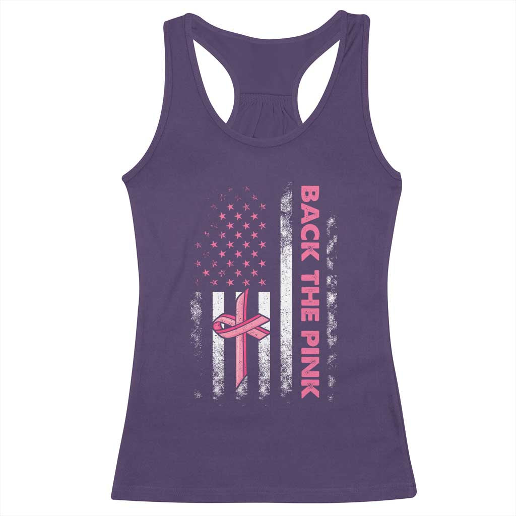 Breast Cancer Awareness Racerback Tank Top Back The Pink Warrior American Flag TS11 Purple Print Your Wear