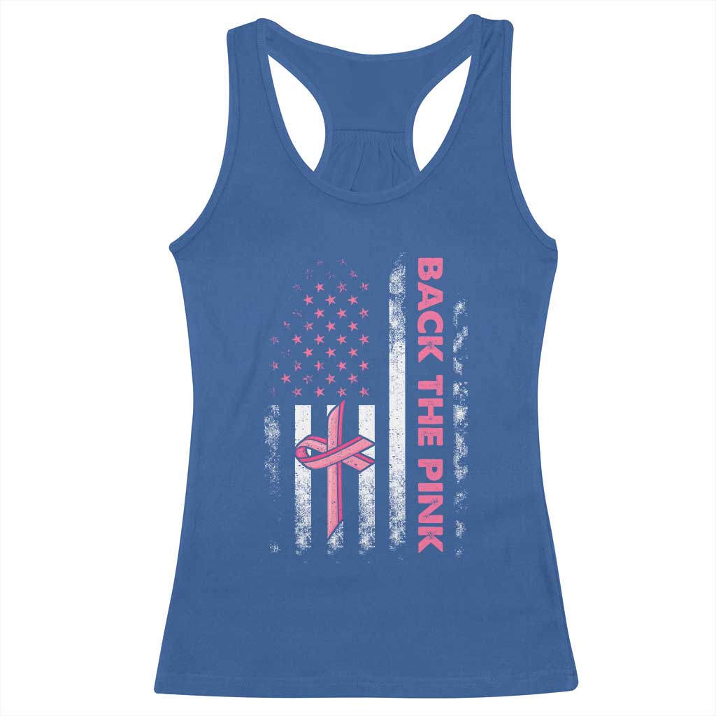 Breast Cancer Awareness Racerback Tank Top Back The Pink Warrior American Flag TS11 Royal Blue Print Your Wear