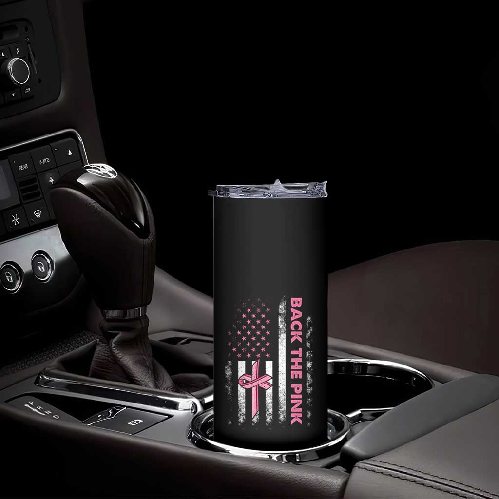 Breast Cancer Awareness Skinny Tumbler Back The Pink Warrior American Flag TS11 Print Your Wear