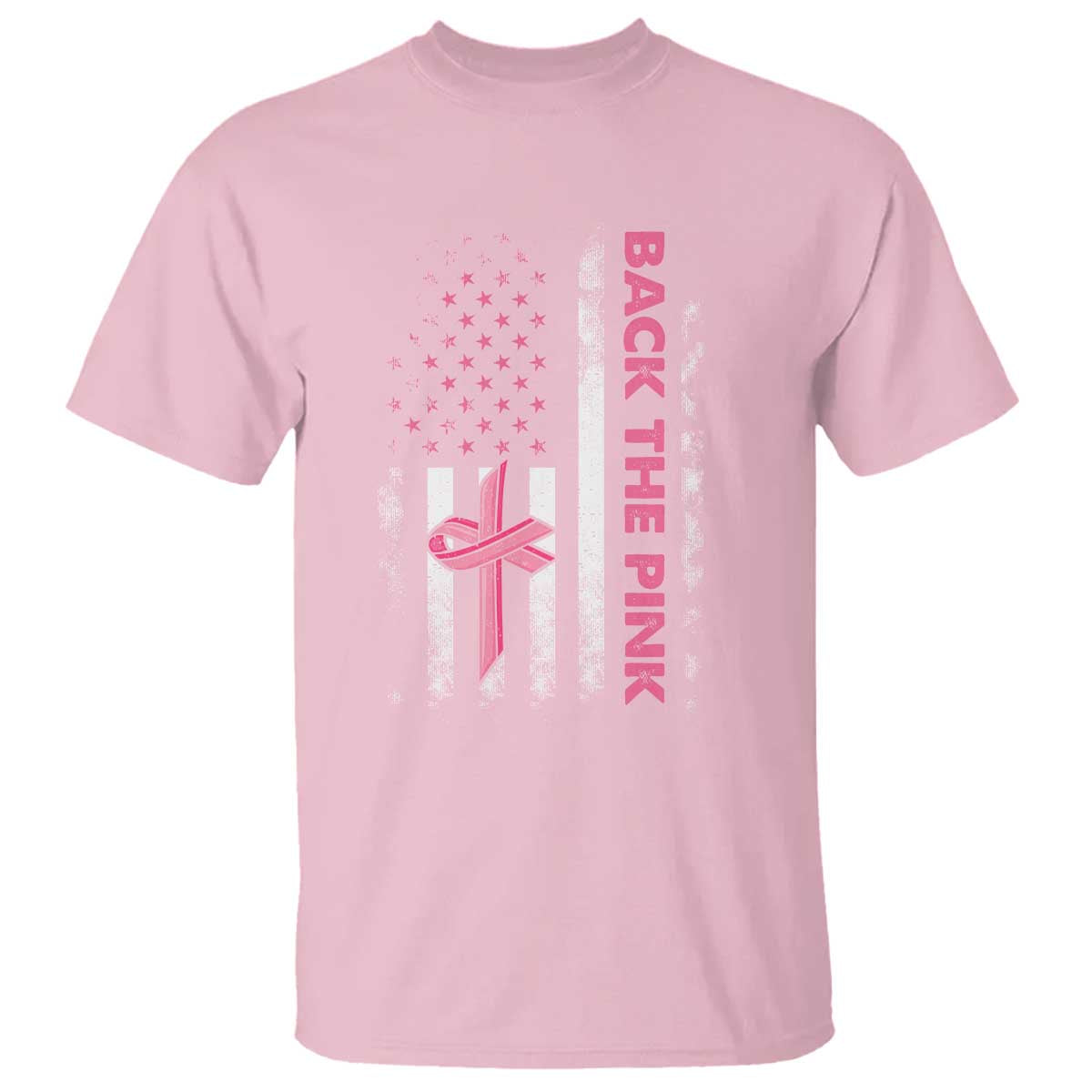 Breast Cancer Awareness T Shirt Back The Pink Warrior American Flag TS11 Light Pink Print Your Wear