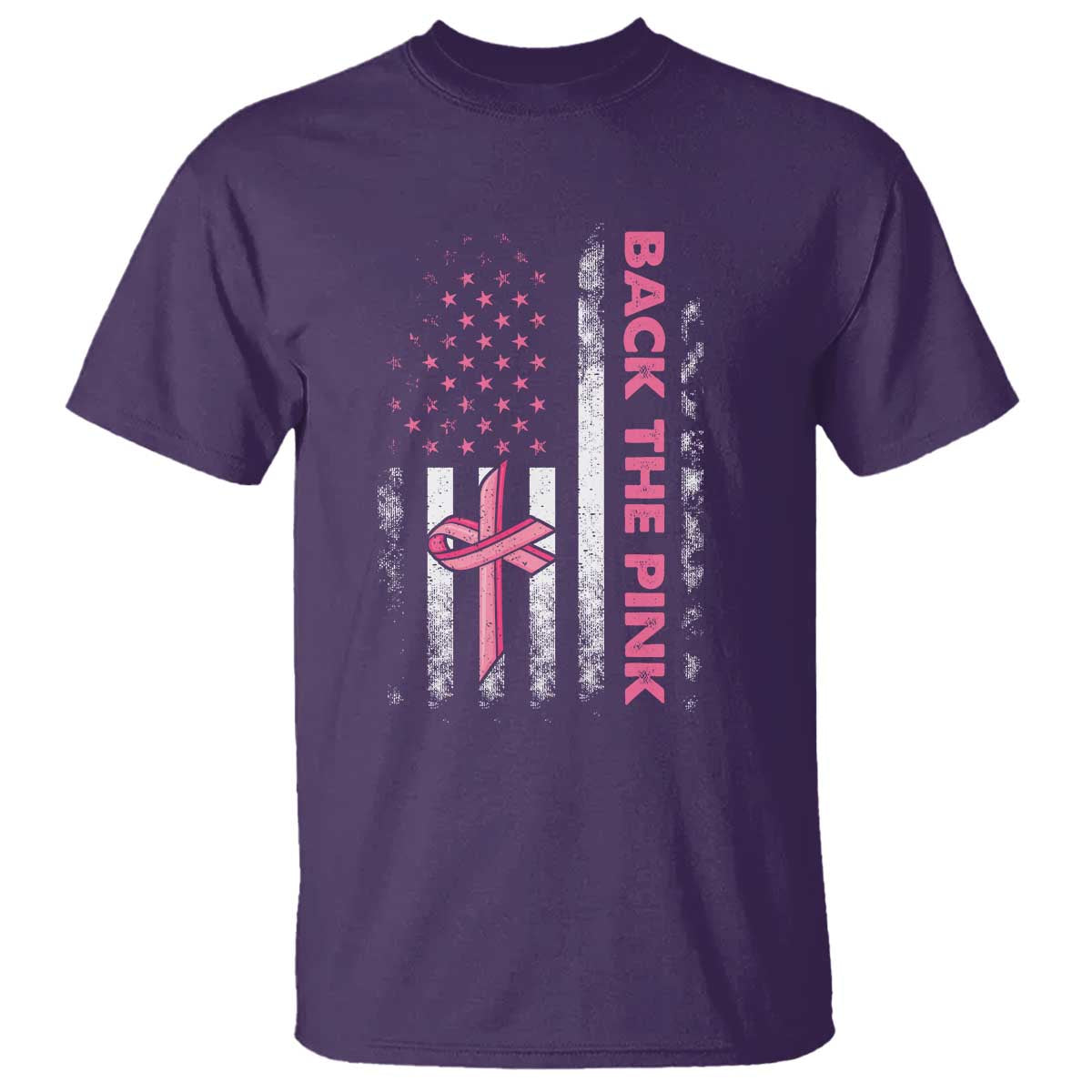 Breast Cancer Awareness T Shirt Back The Pink Warrior American Flag TS11 Purple Print Your Wear