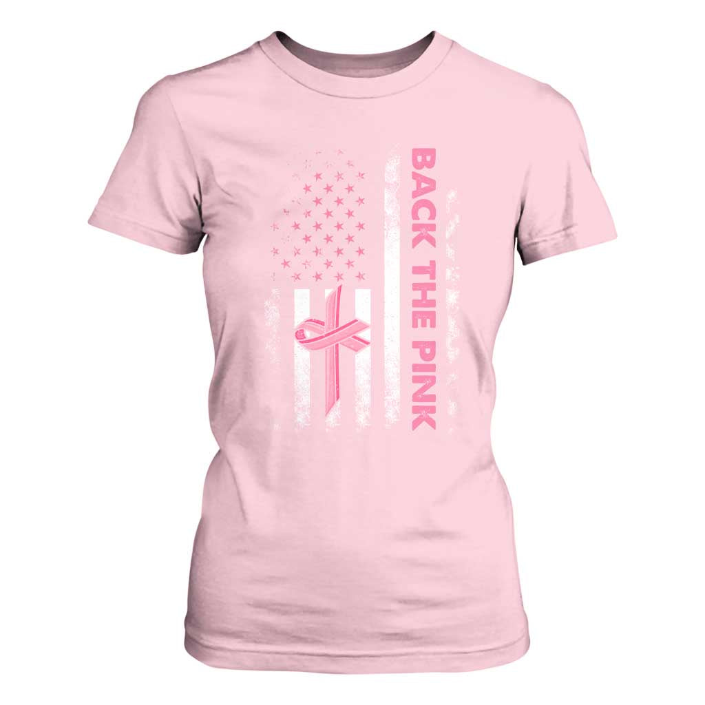 Breast Cancer Awareness T Shirt For Women Back The Pink Warrior American Flag TS11 Light Pink Print Your Wear