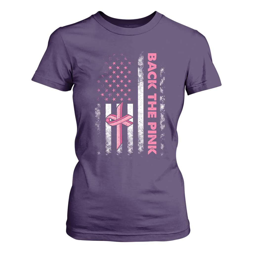 Breast Cancer Awareness T Shirt For Women Back The Pink Warrior American Flag TS11 Purple Print Your Wear