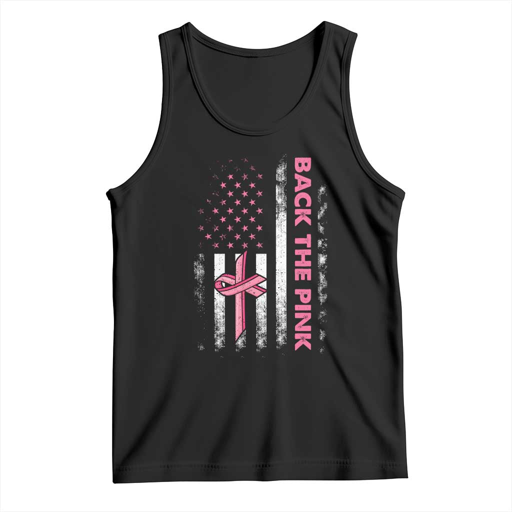 Breast Cancer Awareness Tank Top Back The Pink Warrior American Flag TS11 Black Print Your Wear