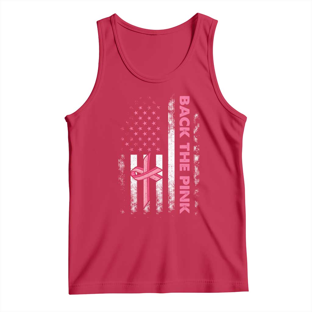 Breast Cancer Awareness Tank Top Back The Pink Warrior American Flag TS11 Red Print Your Wear