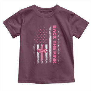 Breast Cancer Awareness Toddler T Shirt Back The Pink Warrior American Flag TS11 Maroon Print Your Wear
