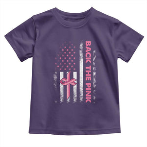Breast Cancer Awareness Toddler T Shirt Back The Pink Warrior American Flag TS11 Purple Print Your Wear