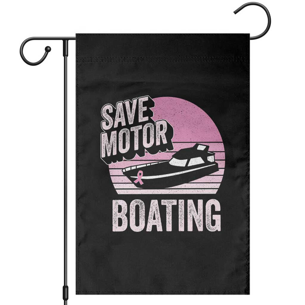 Funny Save Motor Boating Garden Flag Breast Cancer Pink Ribbon TS11 Black Print Your Wear