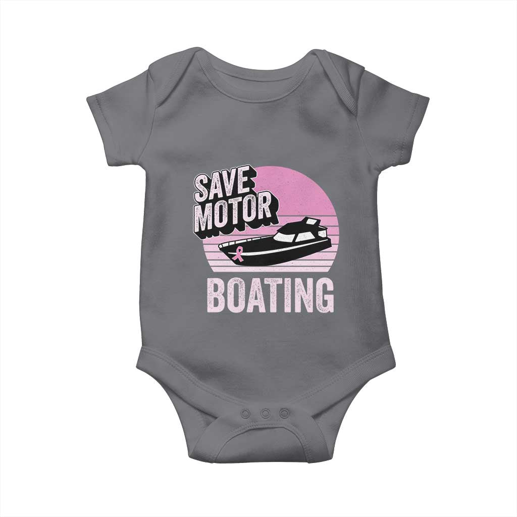 Funny Save Motor Boating Baby Onesie Breast Cancer Pink Ribbon TS11 Charcoal Print Your Wear