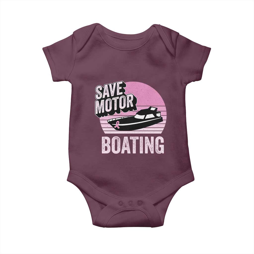 Funny Save Motor Boating Baby Onesie Breast Cancer Pink Ribbon TS11 Maroon Print Your Wear