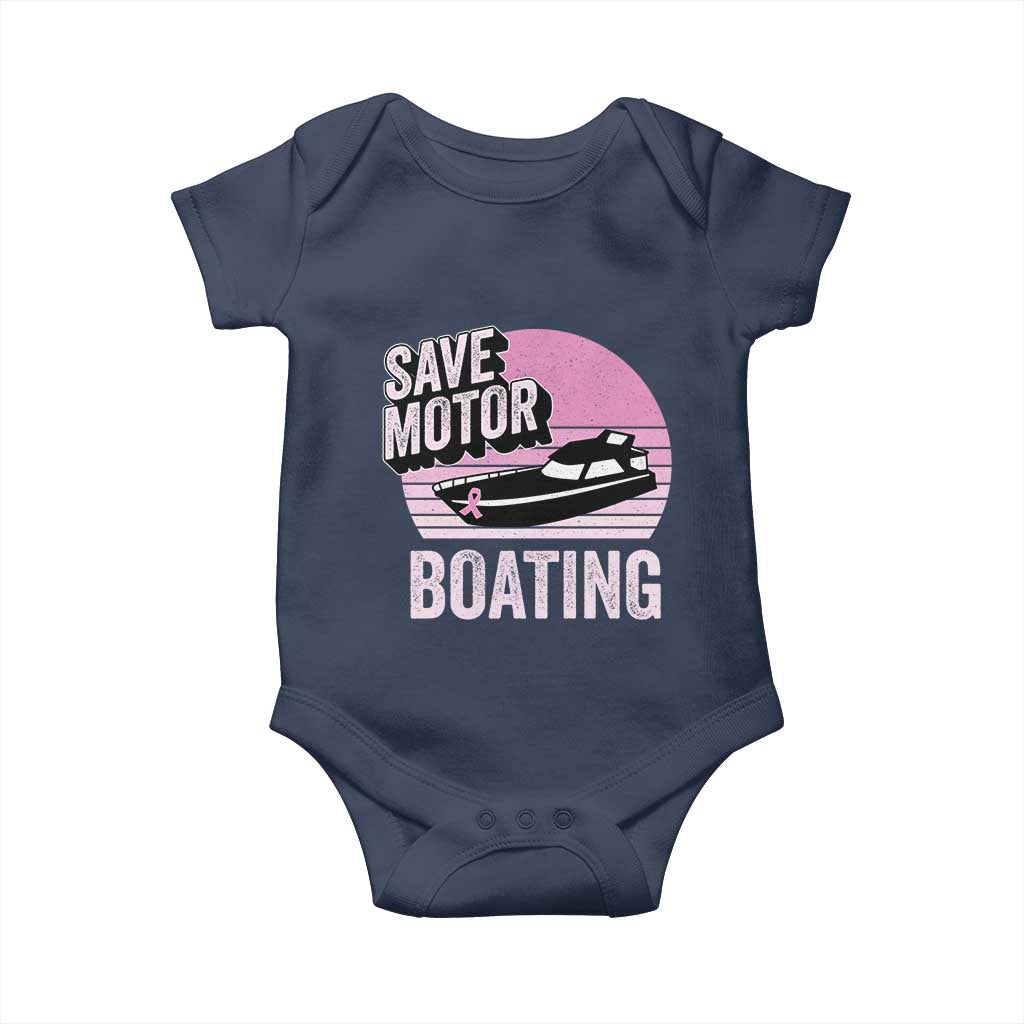 Funny Save Motor Boating Baby Onesie Breast Cancer Pink Ribbon TS11 Navy Print Your Wear