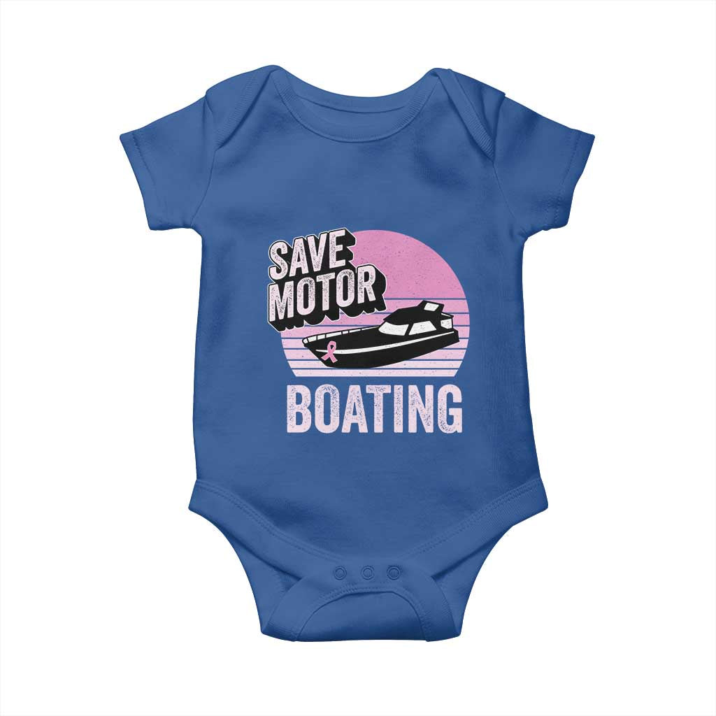 Funny Save Motor Boating Baby Onesie Breast Cancer Pink Ribbon TS11 Royal Blue Print Your Wear
