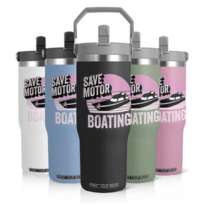 Funny Save Motor Boating Flip Straw Tumbler Breast Cancer Pink Ribbon TS11 Print Your Wear