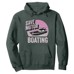 Funny Save Motor Boating Hoodie Breast Cancer Pink Ribbon TS11 Dark Forest Green Print Your Wear