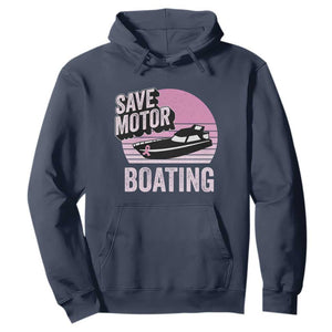 Funny Save Motor Boating Hoodie Breast Cancer Pink Ribbon TS11 Navy Print Your Wear