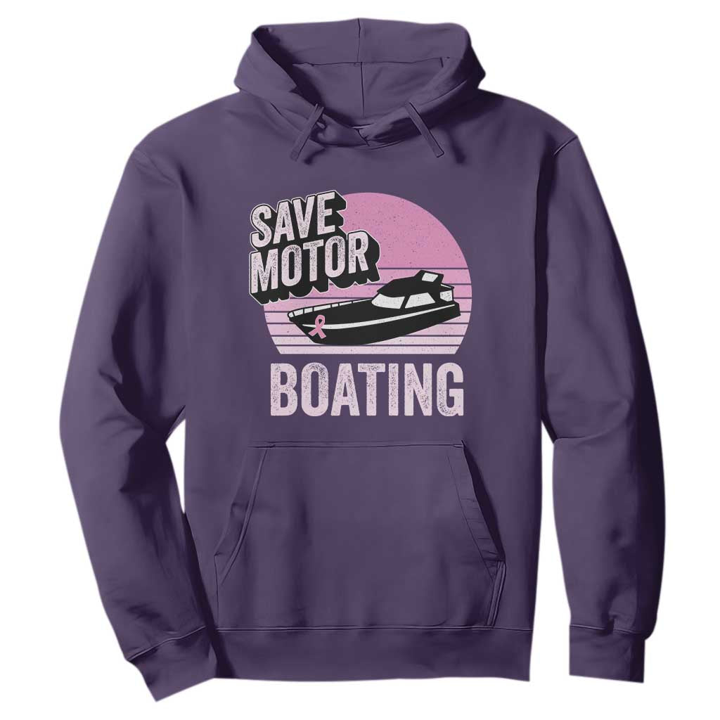 Funny Save Motor Boating Hoodie Breast Cancer Pink Ribbon TS11 Purple Print Your Wear