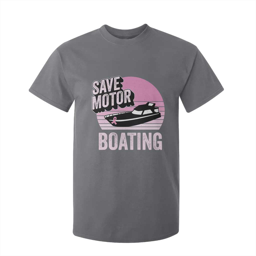 Funny Save Motor Boating T Shirt For Kid Breast Cancer Pink Ribbon TS11 Charcoal Print Your Wear