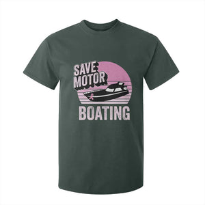 Funny Save Motor Boating T Shirt For Kid Breast Cancer Pink Ribbon TS11 Dark Forest Green Print Your Wear