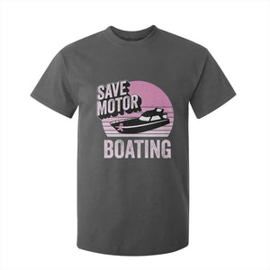Funny Save Motor Boating T Shirt For Kid Breast Cancer Pink Ribbon TS11 Dark Heather Print Your Wear