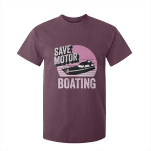 Funny Save Motor Boating T Shirt For Kid Breast Cancer Pink Ribbon TS11 Maroon Print Your Wear