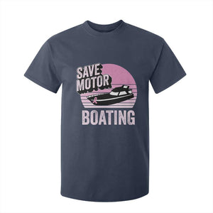 Funny Save Motor Boating T Shirt For Kid Breast Cancer Pink Ribbon TS11 Navy Print Your Wear