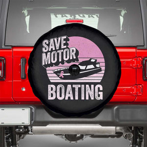 Funny Save Motor Boating Spare Tire Cover Breast Cancer Pink Ribbon TS11 Black Print Your Wear