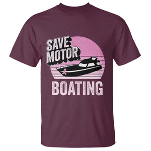 Funny Save Motor Boating T Shirt Breast Cancer Pink Ribbon TS11 Maroon Print Your Wear