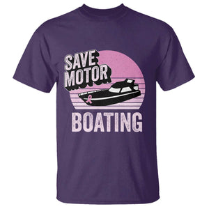 Funny Save Motor Boating T Shirt Breast Cancer Pink Ribbon TS11 Purple Print Your Wear