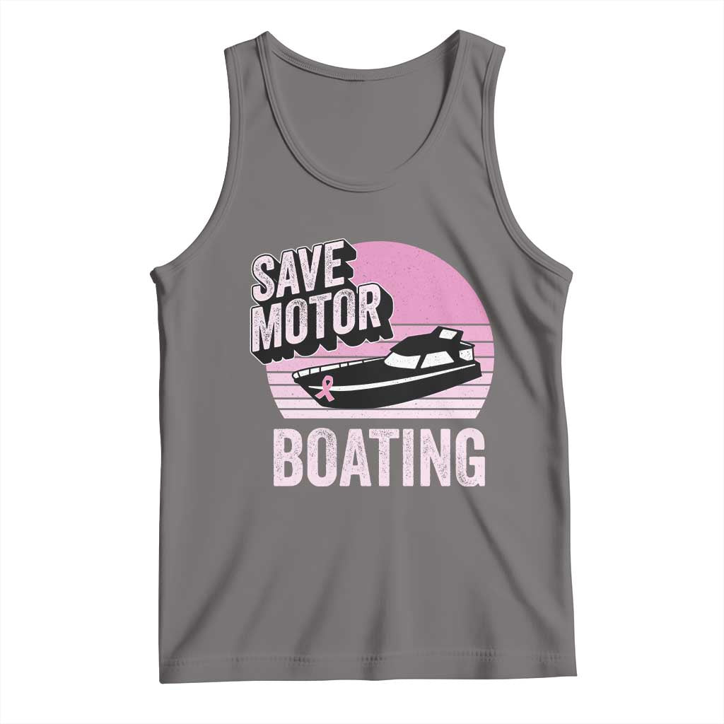 Funny Save Motor Boating Tank Top Breast Cancer Pink Ribbon TS11 Deep Heather Print Your Wear