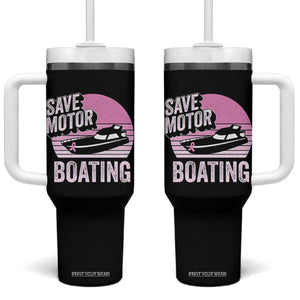 Funny Save Motor Boating Tumbler With Handle Breast Cancer Pink Ribbon TS11 One Size: 40 oz Black Print Your Wear