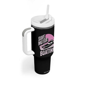 Funny Save Motor Boating Tumbler With Handle Breast Cancer Pink Ribbon TS11 Print Your Wear