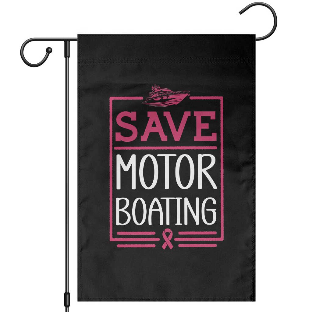 Funny Save Motor Boating Garden Flag Beat Breast Cancer Pink Ribbon TS11 Black Print Your Wear