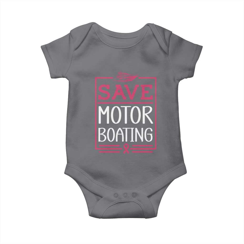 Funny Save Motor Boating Baby Onesie Beat Breast Cancer Pink Ribbon TS11 Charcoal Print Your Wear