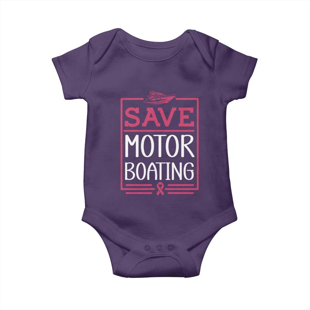 Funny Save Motor Boating Baby Onesie Beat Breast Cancer Pink Ribbon TS11 Purple Print Your Wear